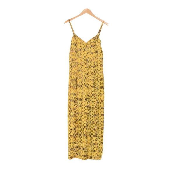 Current Air Yellow Snakeprint Wide Leg Jumpsuit M - Picture 3 of 12